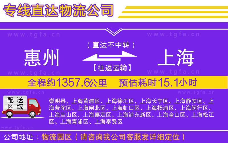 惠州到上海物流專線