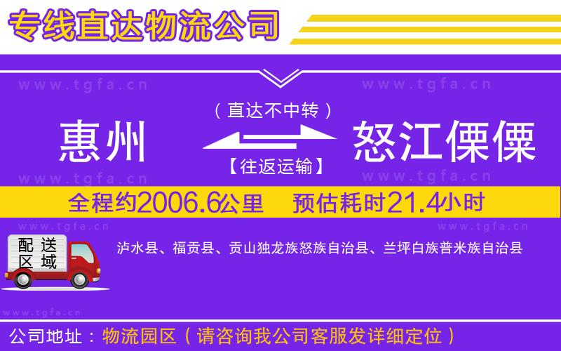 惠州到怒江傈僳族自治州物流專(zhuān)線